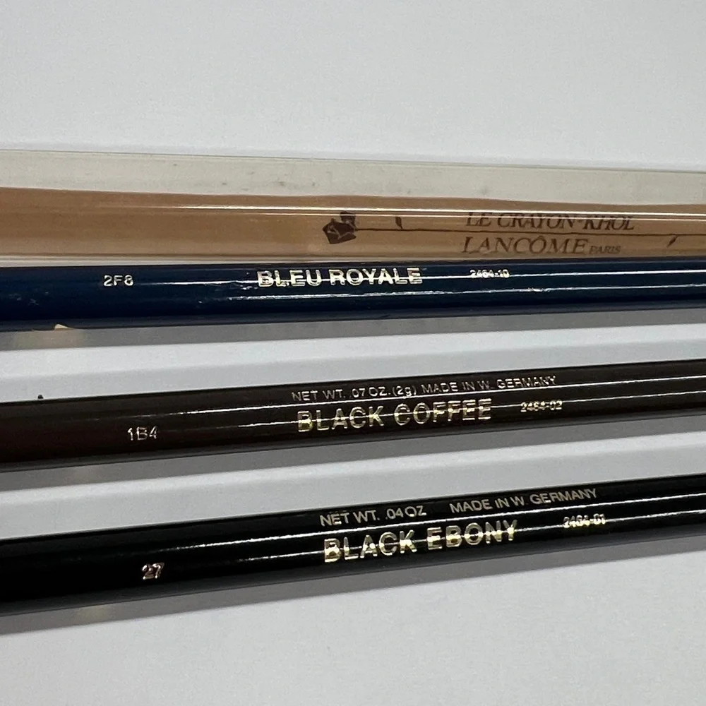 Set of 3 Vintage Lancôme Le Crayon Kohl Full Size Eyeliners Black Blue Brown New